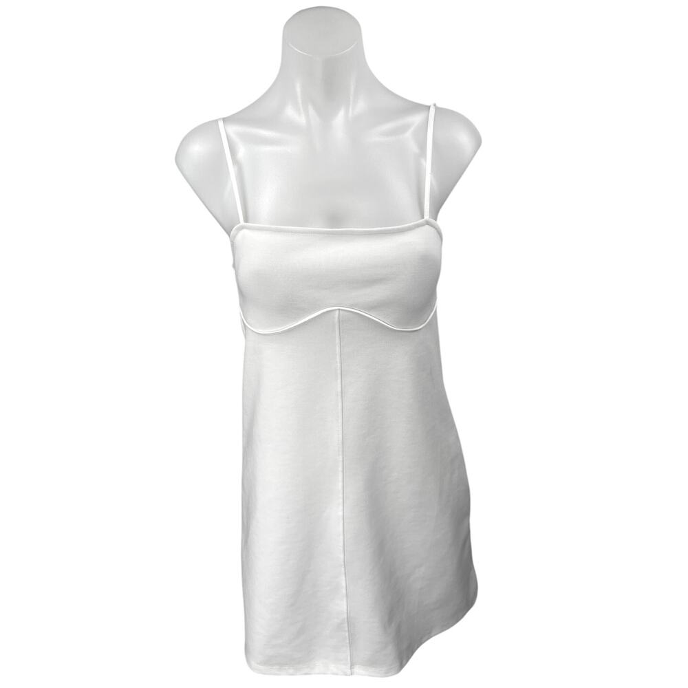 Zara White Sleeveless Square Neck Cami Camisole Slip Tank Mini Dress Size S - Picture 3 of 7